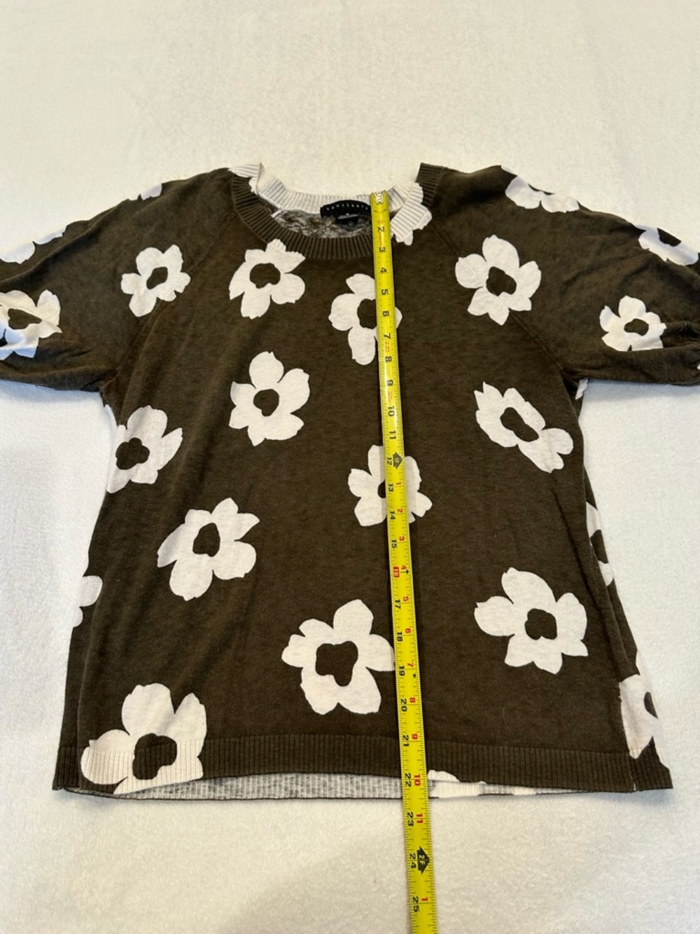 Anthropologie Sanctuary Sunny Days Olive Knit Sweater with Cream Floral Print - Picture 4 of 10